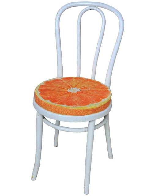 Poduszka na krzesło okrągłe DALIA II wzór POMARAŃCZA (przykładowa aranżacja)