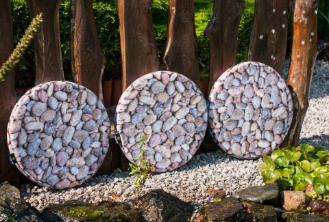 Poduszka na krzesło okrągłe DALIA II wzór KAMIENIE (przykładowa aranżacja 3)